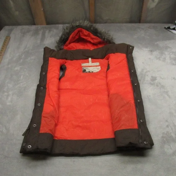 Burton Vest Women Small Brown Dryride Rancher Faux Fur Trim Insulated Puffer - Picture 6 of 13